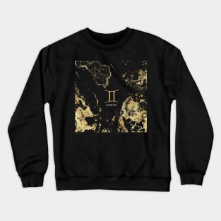 Gemini Symbol on gold and black marble Crewneck Sweatshirt